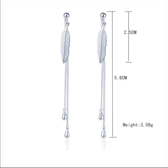 Sterling Silver 925 Feather Earrings - Picture 6 of 6